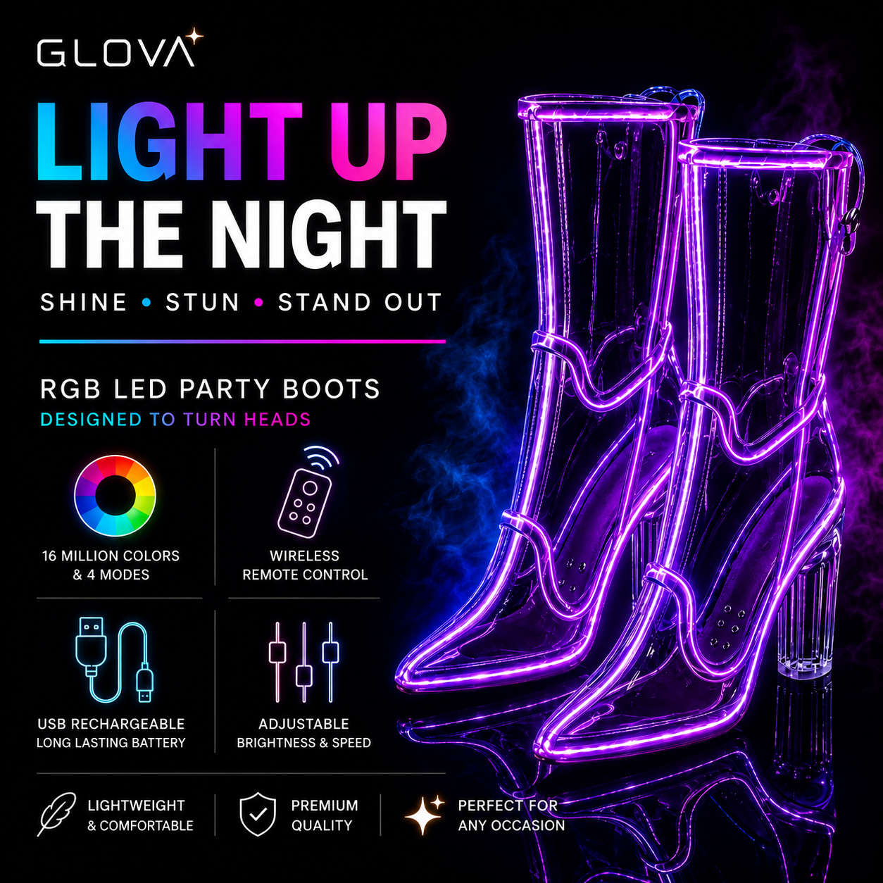 GLOVA LED Cowboy Boots