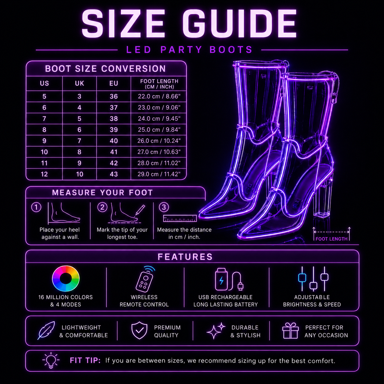 GLOVA LED Cowboy Boots